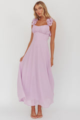 Eloquent Lace-Up Back Maxi Dress Lilac