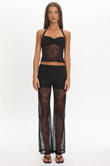 Sugarberry Lace Halter Top Black