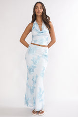 Golden Hours Maxi Skirt Embellished Light Blue