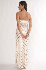 Jerica Wrap Front Maxi Skirt Polka Dot Beige