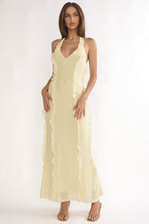 Collins Halter Ruffle Trim Maxi Dress Butter