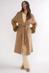 Zannora Faux Fur Coat Camel