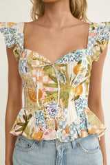 Allora Frill Sleeve Top Las Palmas