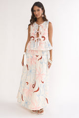 Salty Sea Side Bow Maxi Skirt Floral