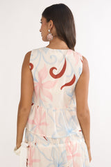 Salty Sea Front Tie Bow Top Floral