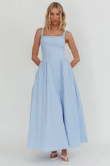 El Corazon Smocked Neckline Maxi Dress Blue