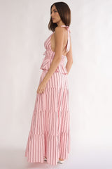 Under The Moons A-Line Maxi Skirt Stripe Pink