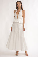 Under The Moons A-Line Maxi Skirt White