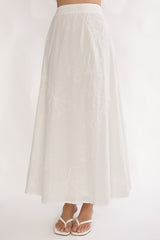 Under The Moons A-Line Maxi Skirt White