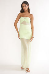 Lumiere Strapless Sheer Mesh Dress Lime