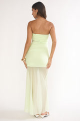 Lumiere Strapless Sheer Mesh Dress Lime
