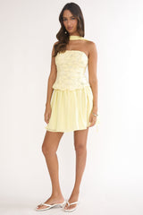 Sunset Serenade Elasticated Waist Mini Skirt Yellow