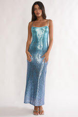Astara Sequin Maxi Dress Gradient Blue
