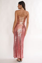 Astara Sequin Maxi Dress Gradient Pink