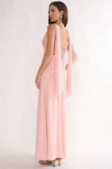 Marcellia Tied Back Maxi Dress Embellished Pink