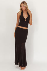 Somewhere New Half Sheer Maxi Skirt Black