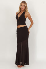 Somewhere New Half Sheer Maxi Skirt Black