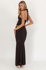 Somewhere New Half Sheer Maxi Skirt Black