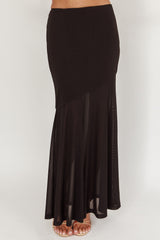 Somewhere New Half Sheer Maxi Skirt Black