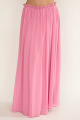 Marivelle Frill Trim Maxi Skirt Pink