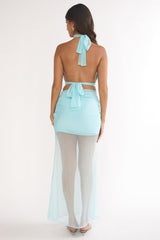 Jazmin Sheer Hem Maxi Skirt Blue