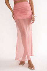 Jazmin Sheer Hem Maxi Skirt Peach