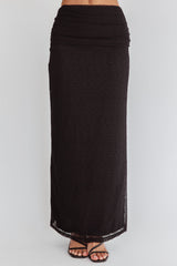 Alivya Ruched Side Maxi Skirt Black