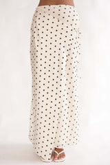 Jerica Wrap Front Maxi Skirt Polka Dot Beige