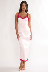 Delyse Rosette Trim Maxi Dress Pink