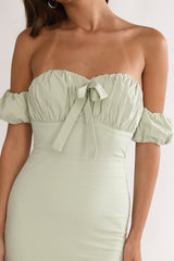 Maelis Off-Shoulder Puff Sleeve Maxi Dress Sage