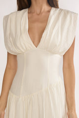 Danicka Asymmetric Waist Maxi Dress Cream