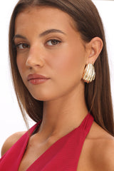 Gloria Ridged Earrings Gold