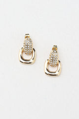 Memories Diamante Link Stud Earrings Gold