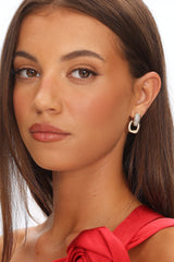 Memories Diamante Link Stud Earrings Gold