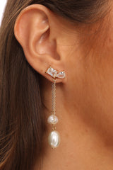 Swan Lake Pearl Drop Earrings Gold