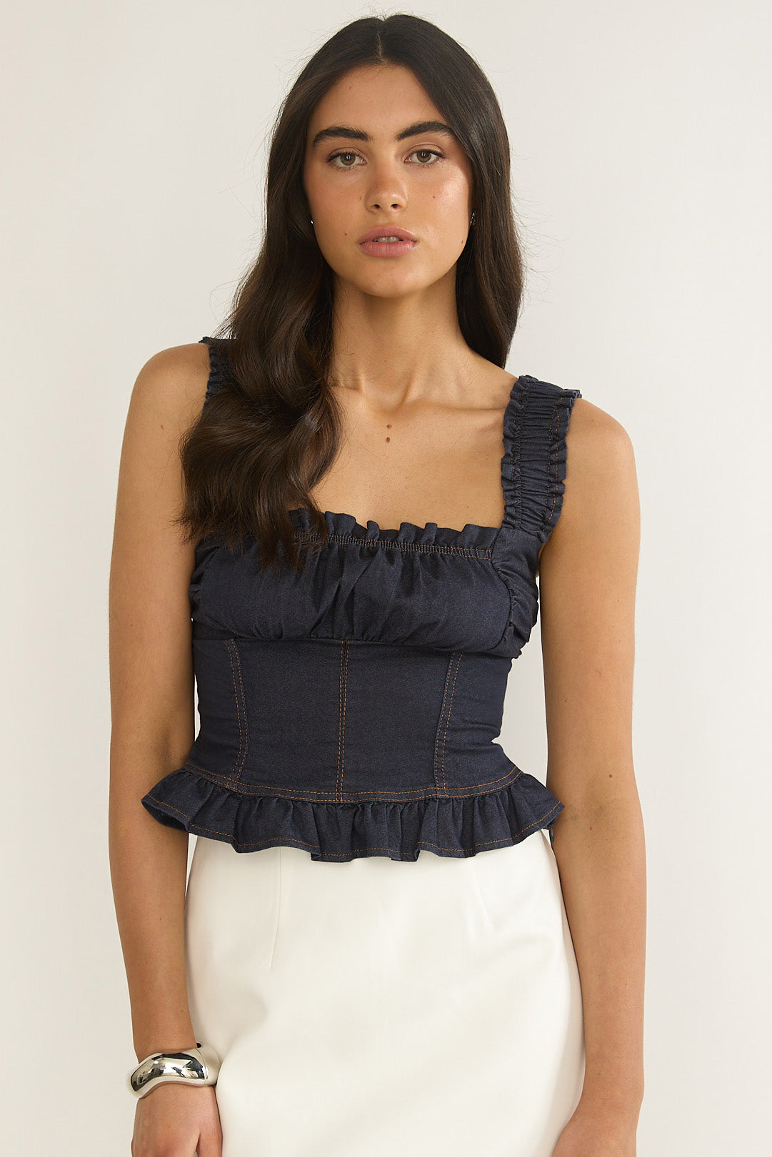 Pacer Smocked Top Indigo