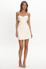 Keke Bead Strap Cut-Out Mini Dress Ivory