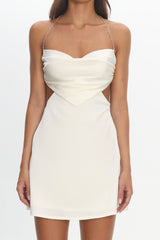Keke Bead Strap Cut-Out Mini Dress Ivory