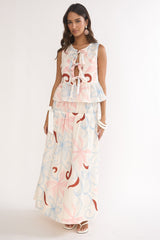Salty Sea Front Tie Bow Top Floral