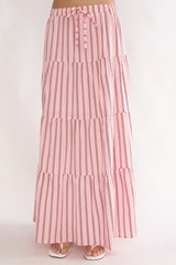 Under The Moons A-Line Maxi Skirt Stripe Pink