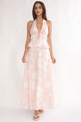 Under The Moons A-Line Maxi Skirt Floral