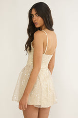 Roselisse Cami Strap Sequin Mini Dress Oyster