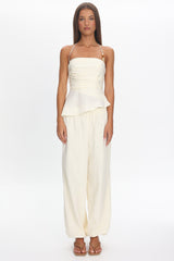 Tilah Drawstring Balloon Pants Cream