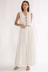 Beliza Lace Trim Skirt White